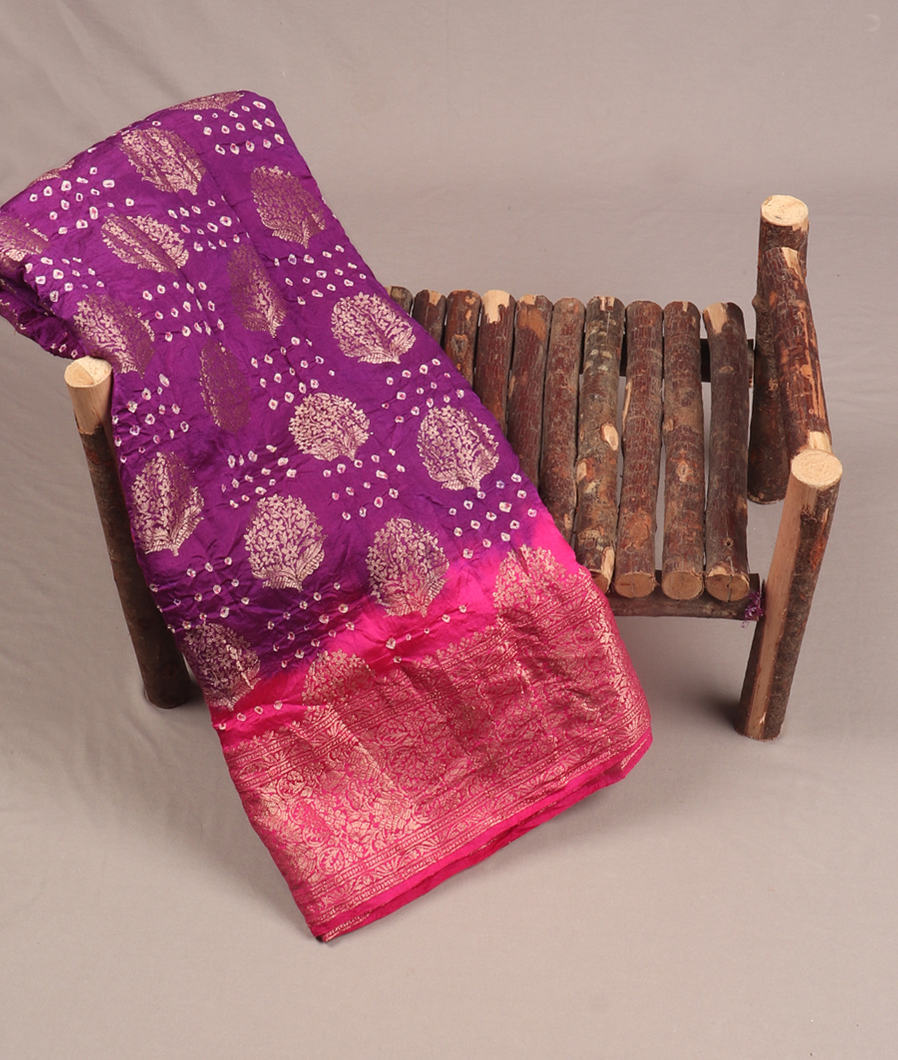 Purple Bandhani Chaniya Silk T377873-image