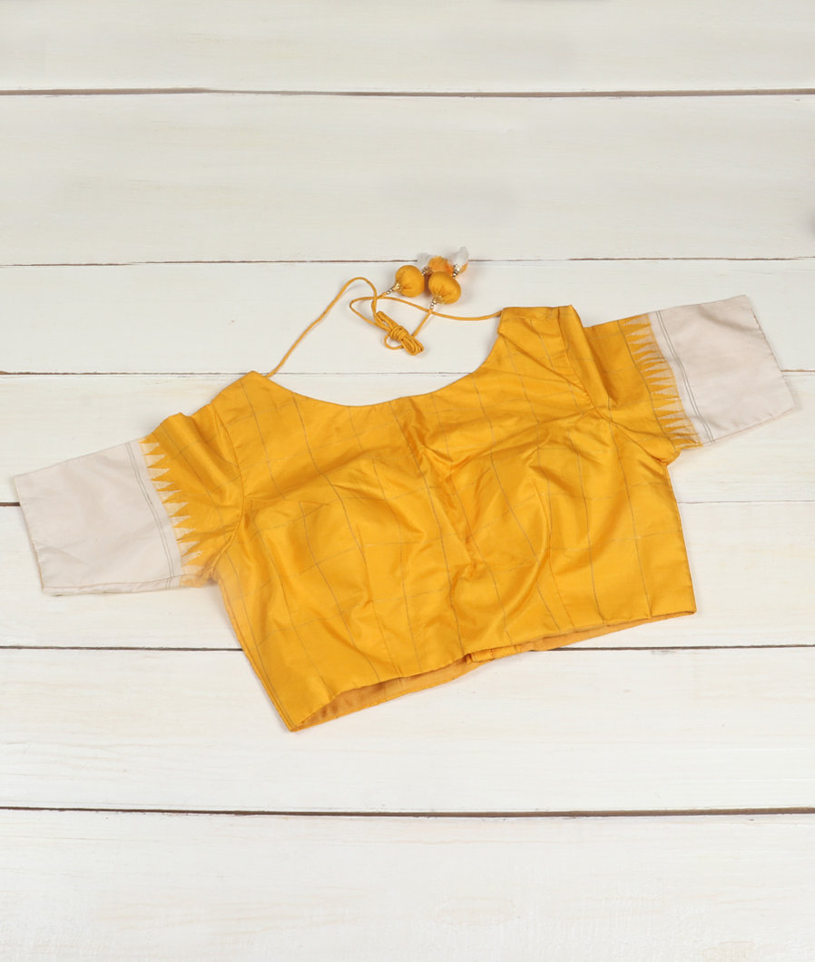 Yellow Handwoven Kanjivaram Silk Blouse NC3366-image