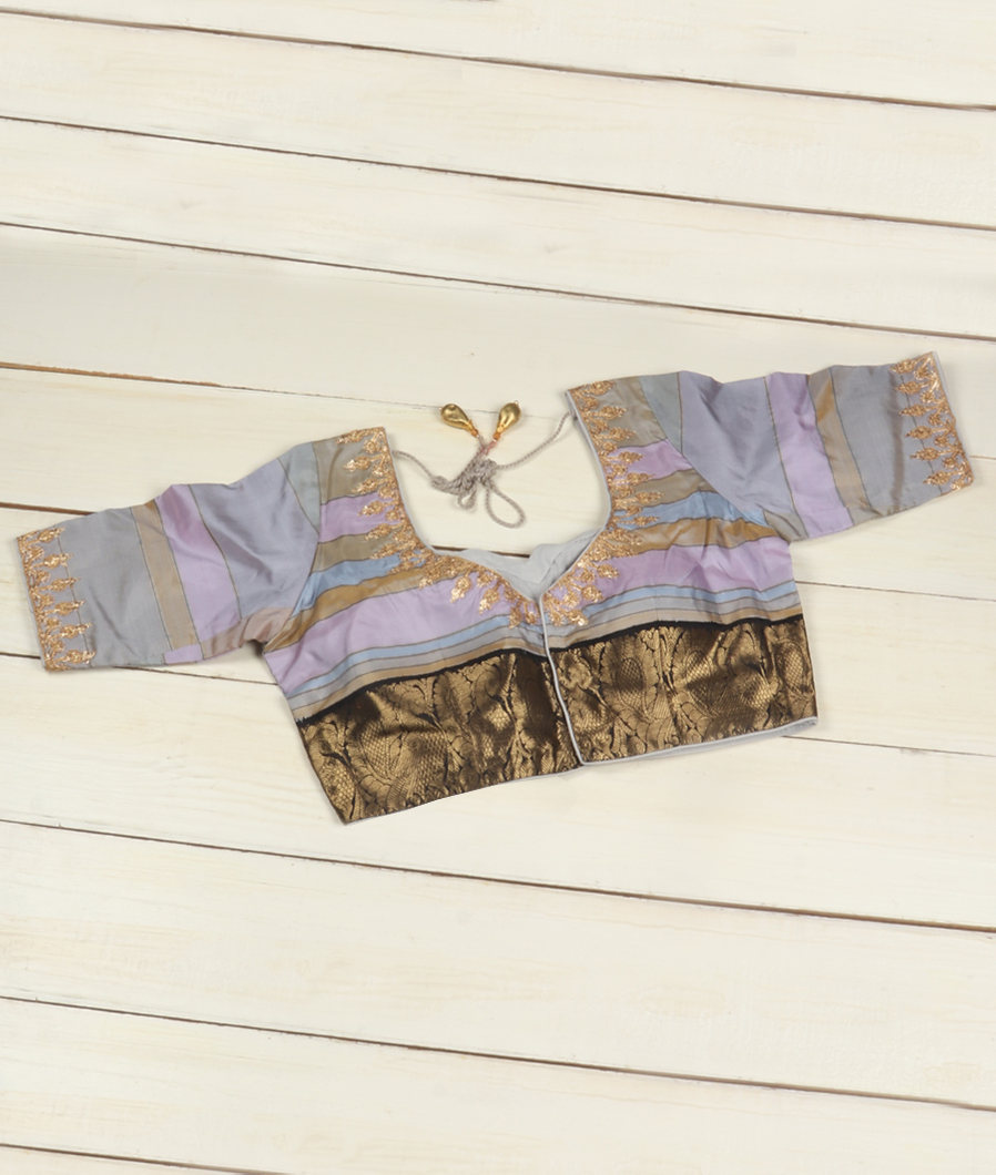 Multicolour Handwoven Kanjivaram Silk Embroidery Blouse T419912