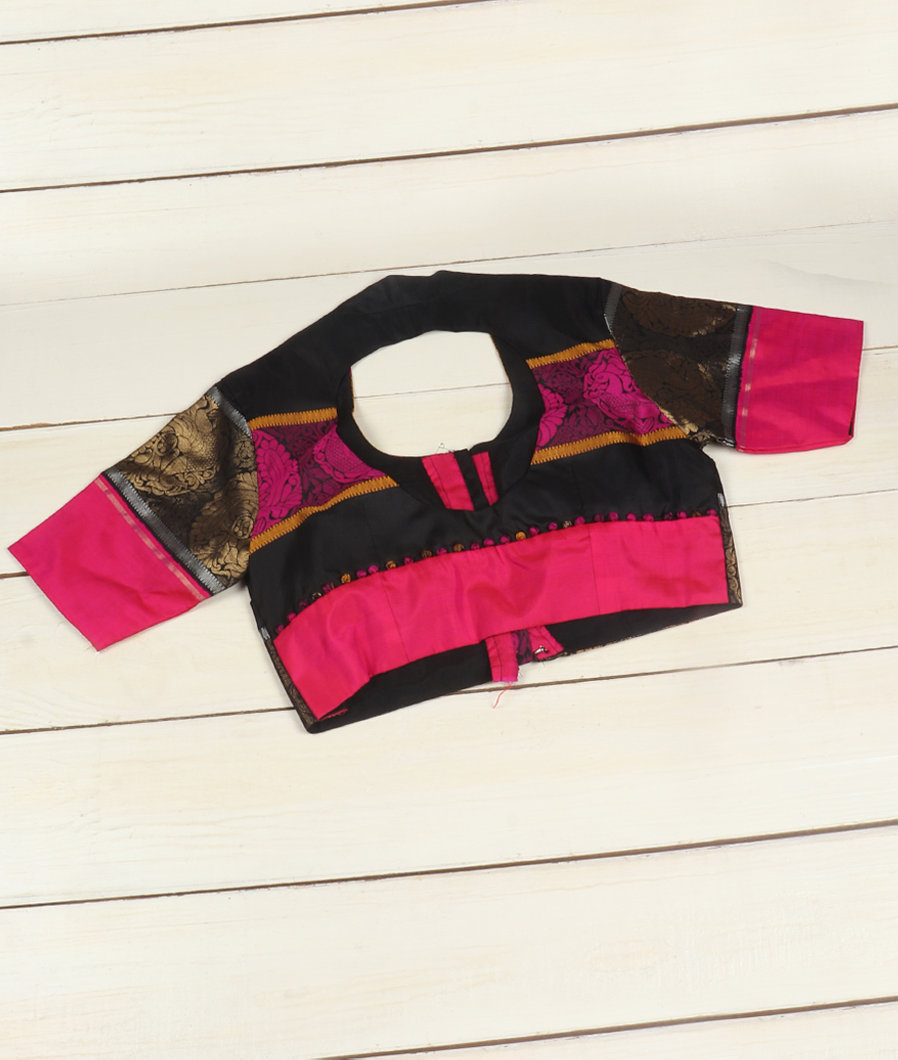 black-handwoven-kanjivaram-silk-blouse-t376754-t376754-b