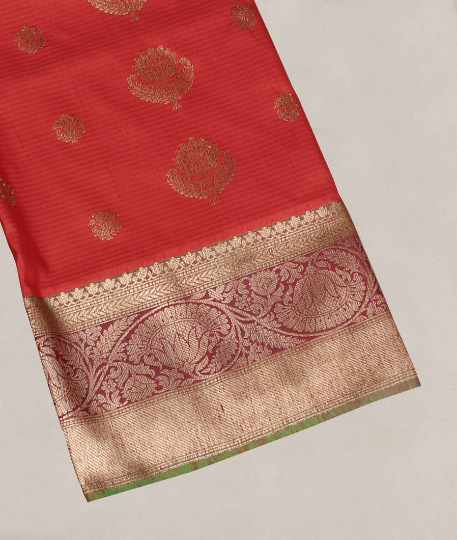 Red Banaras Tussar Saree T372389-image