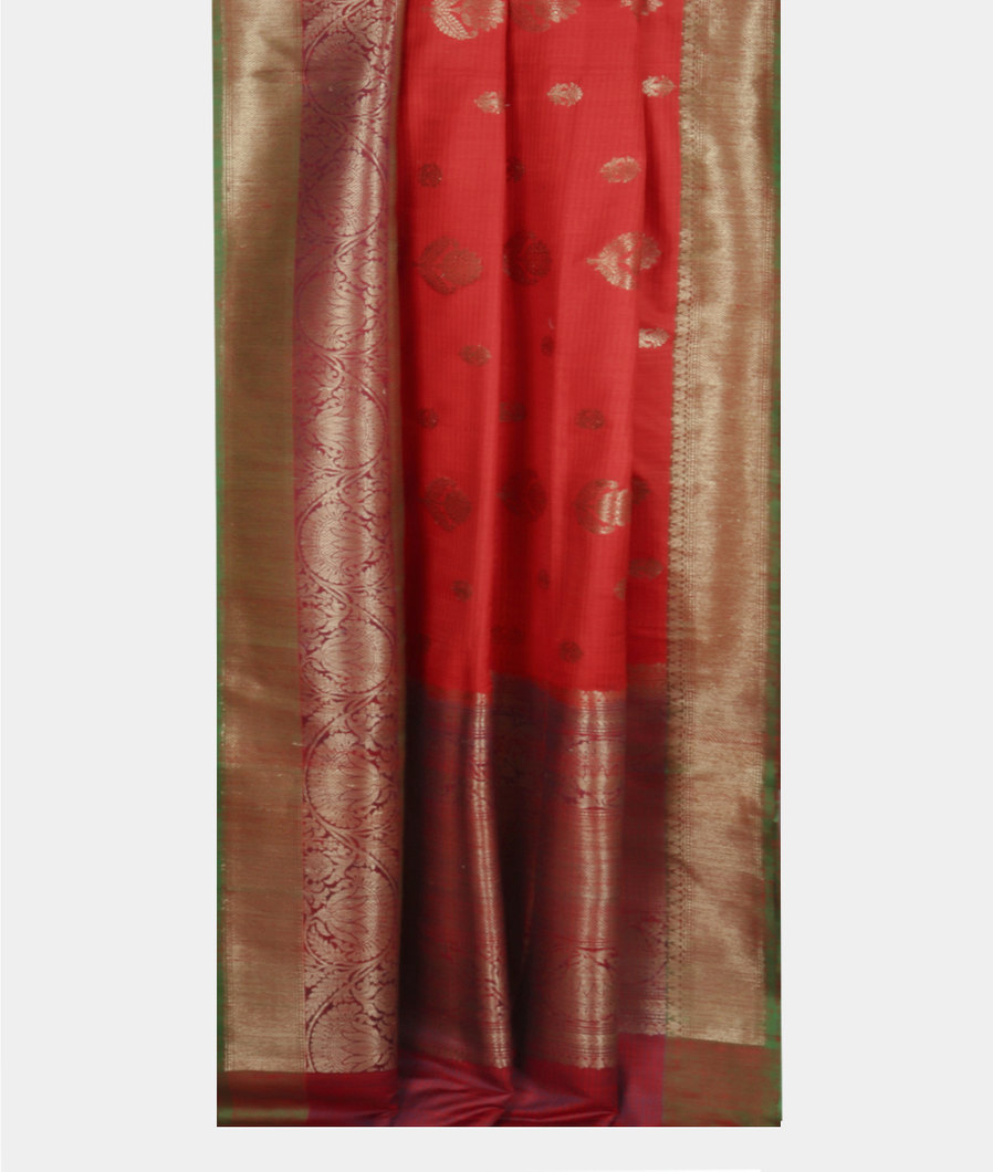 Red Banaras Tussar Saree T3723892