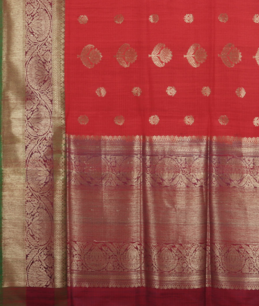 Red Banaras Tussar Saree T3723894