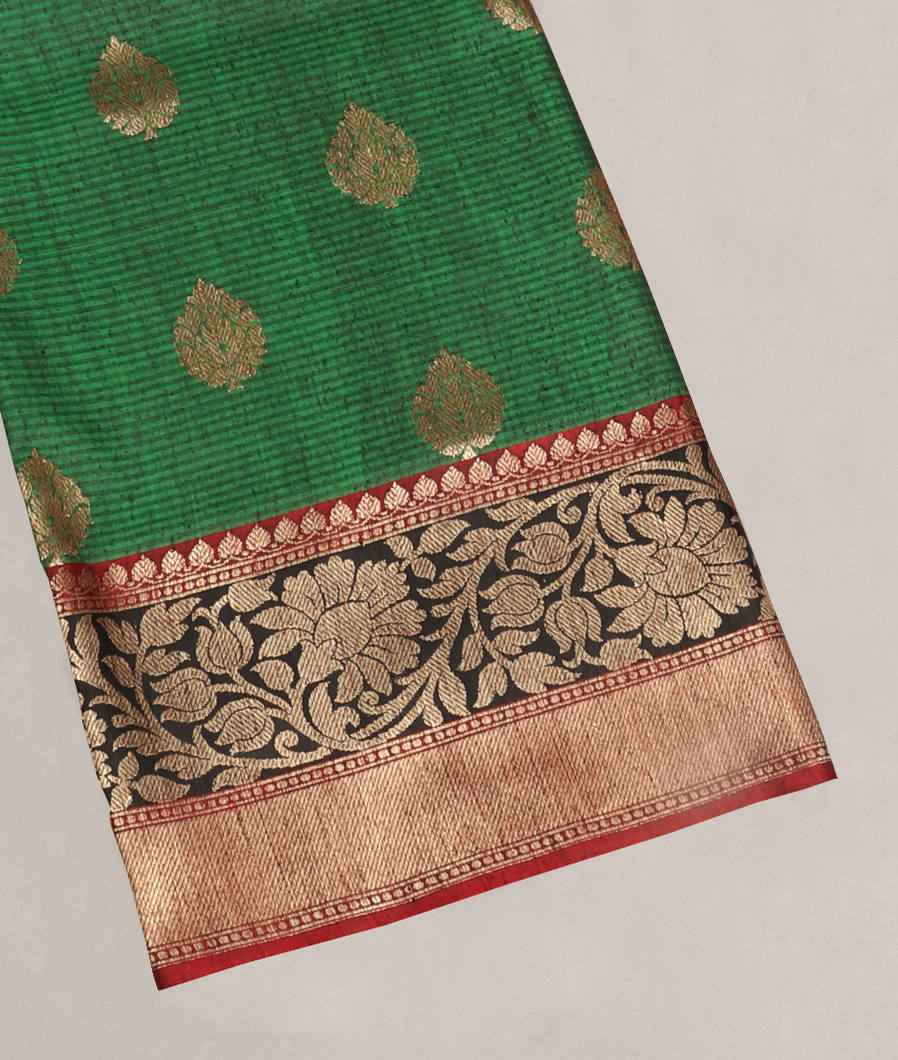 Green Banaras Tussar Saree T372395-image