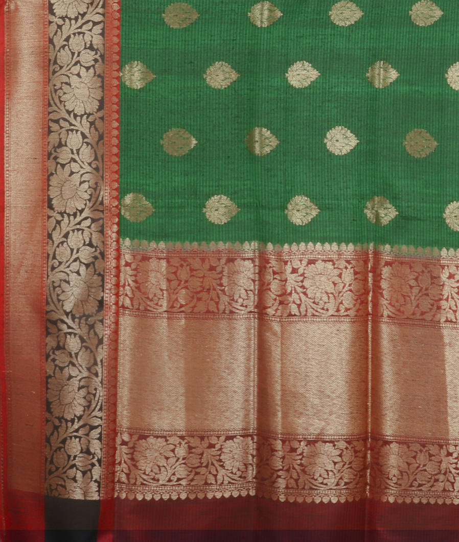 Green Banaras Tussar Saree T3723954