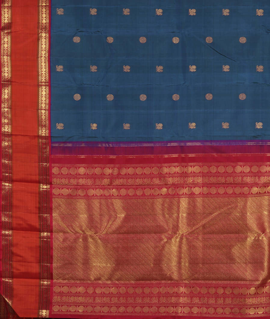 Peacock Blue Handwoven Kanjivaram Silk Saree T4150004