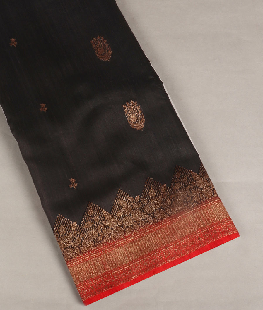 Black Banaras Tussar Saree T405618-image