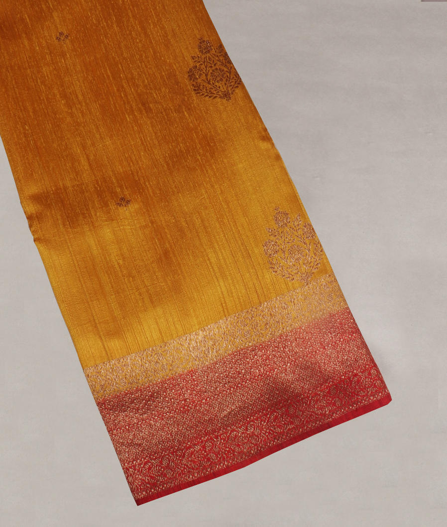 Yellow Banaras Tussar Saree T401263-image
