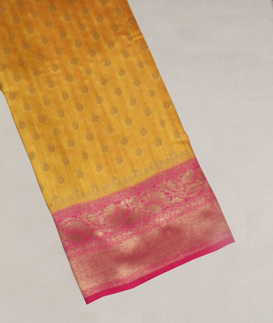 Yellow Banaras Tussar Saree T414440-image