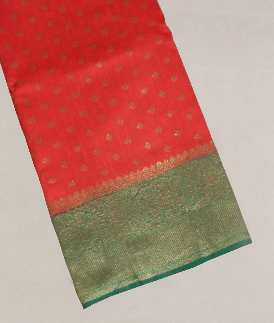 Red Banaras Tussar Saree T414424-image