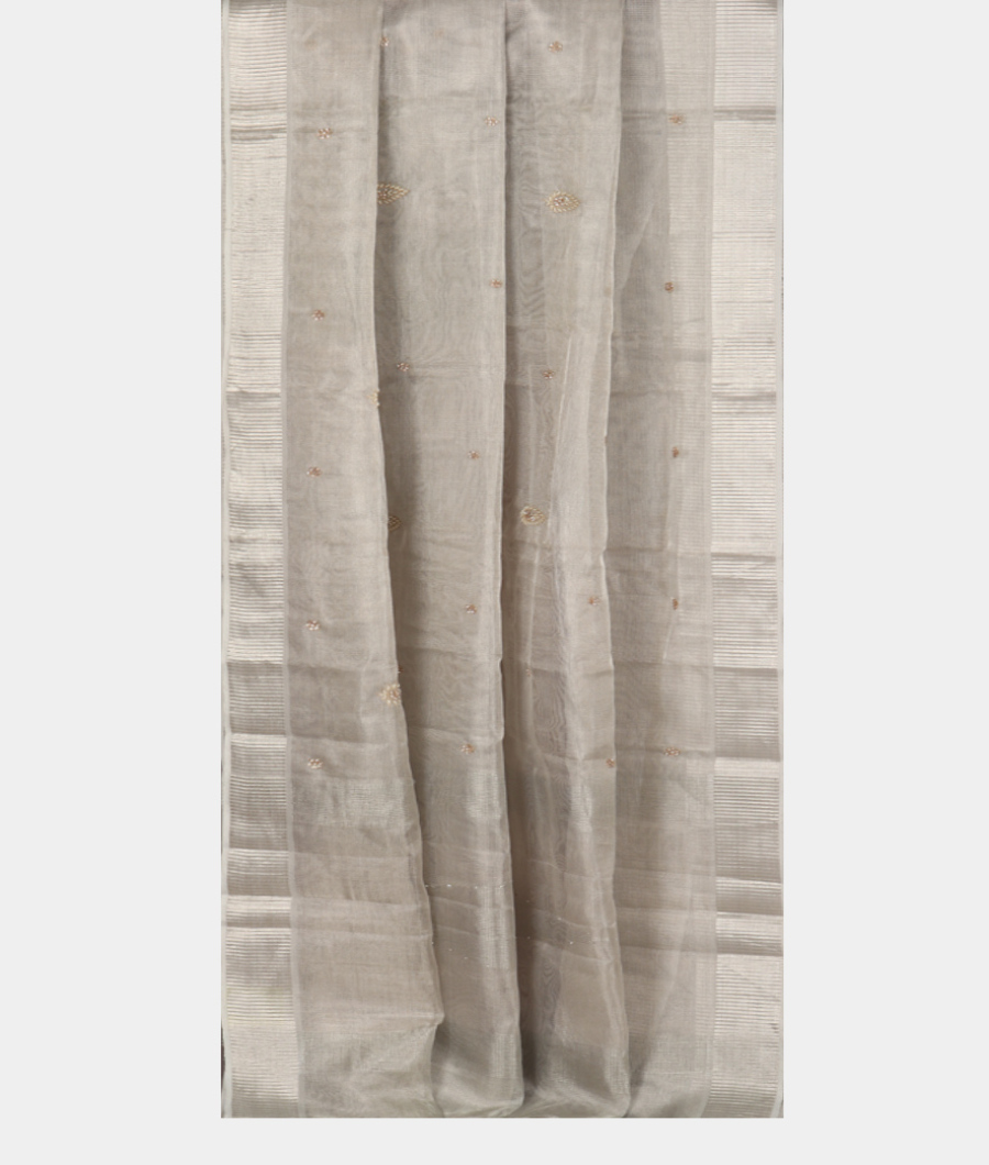 Silver Tissue Kota Embroidery Saree T4110572