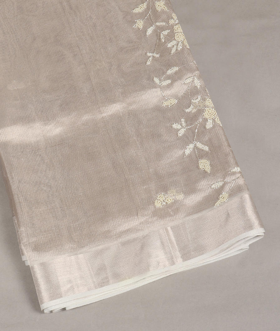 Silver Tissue Kota Embroidery Saree T411048-image