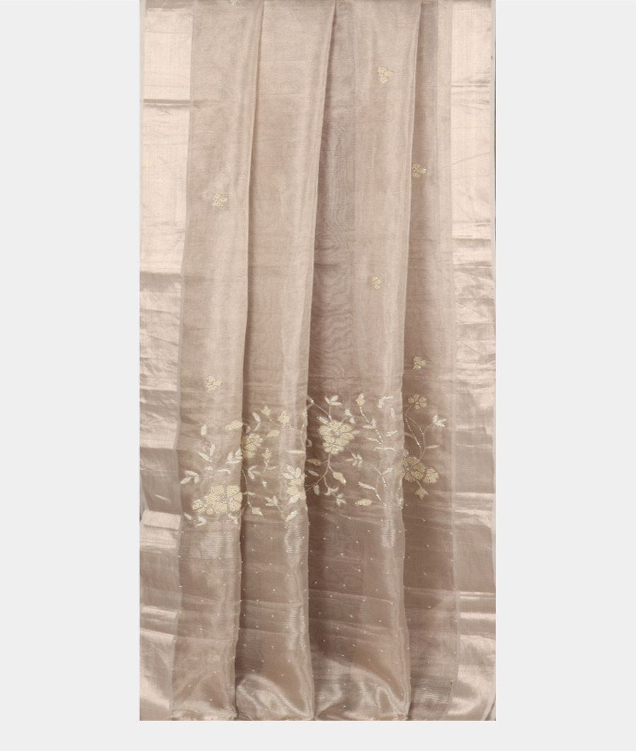 Silver Tissue Kota Embroidery Saree T4110482