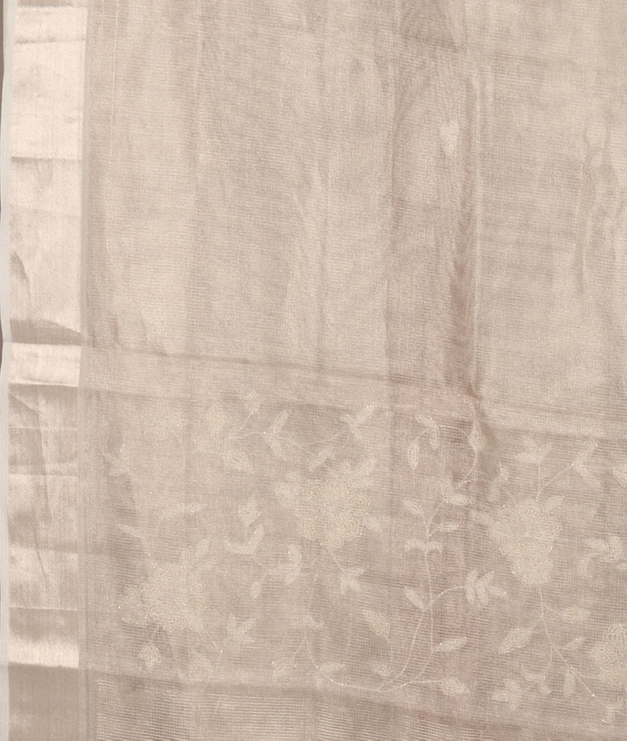 Silver Tissue Kota Embroidery Saree T4110483