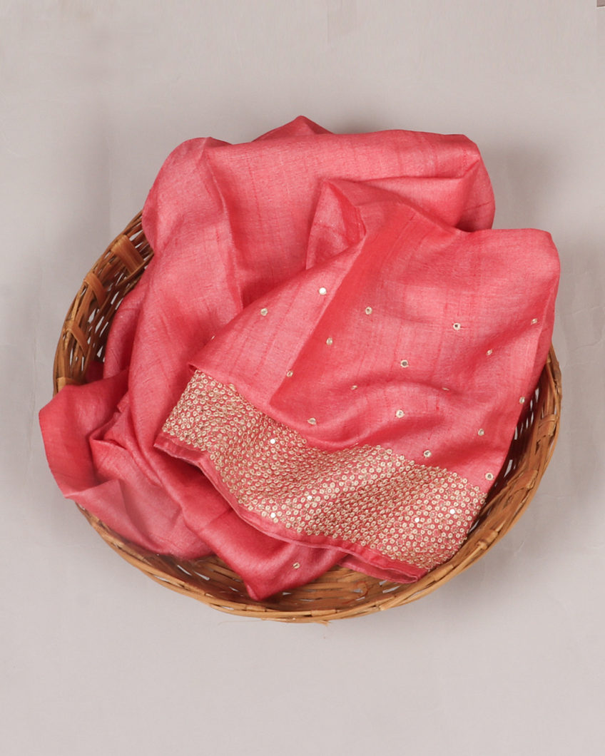 Beige Tussar Embroidery Saree T3859083