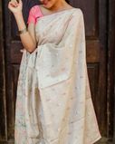 Beige Tussar Embroidery Saree T3859088
