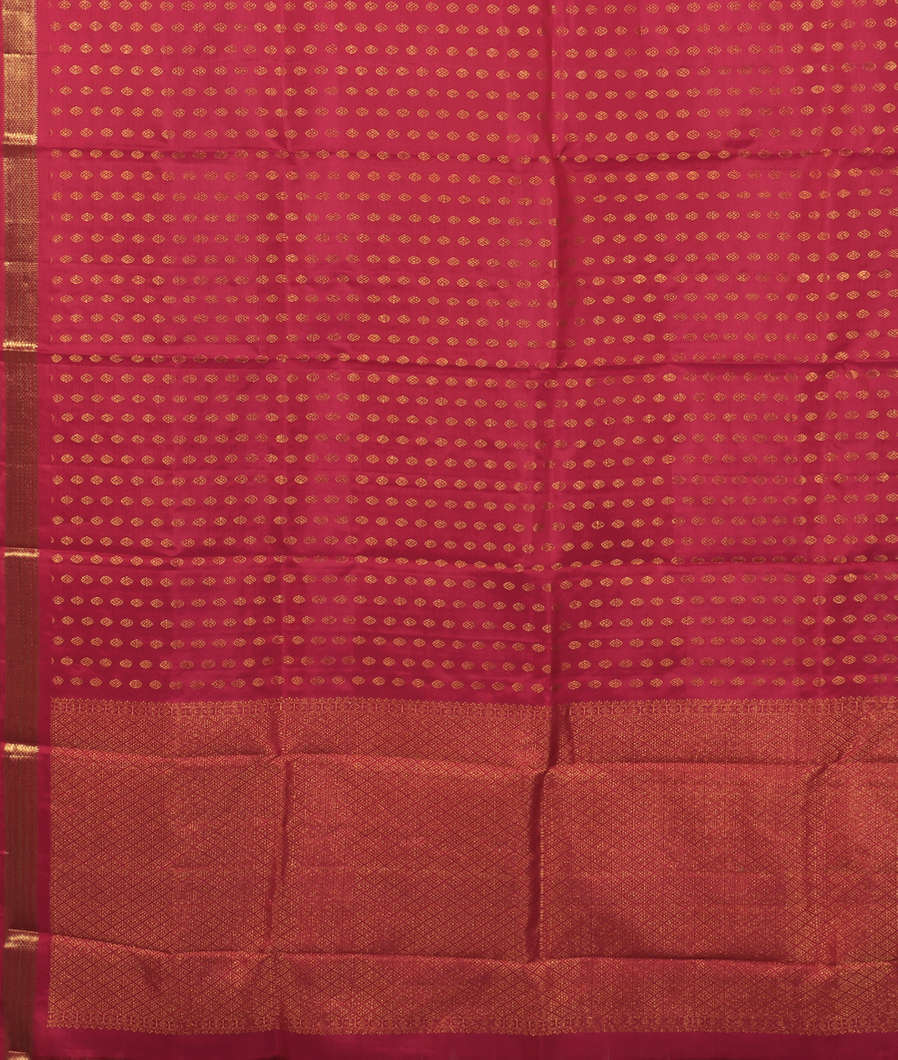 Pinkish Red Handwoven Kanjivaram Silk Dupatta T2862473