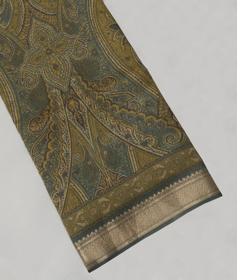 Green Tussar Printed Saree T298617-image