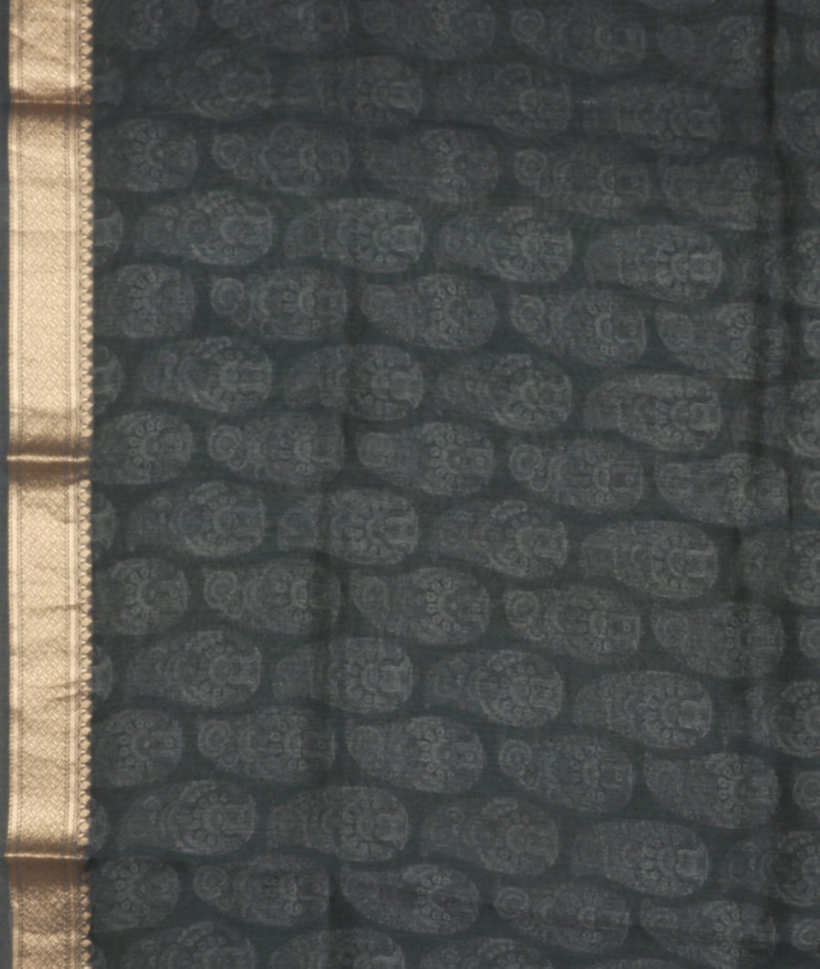 Green Tussar Printed Saree T2986173