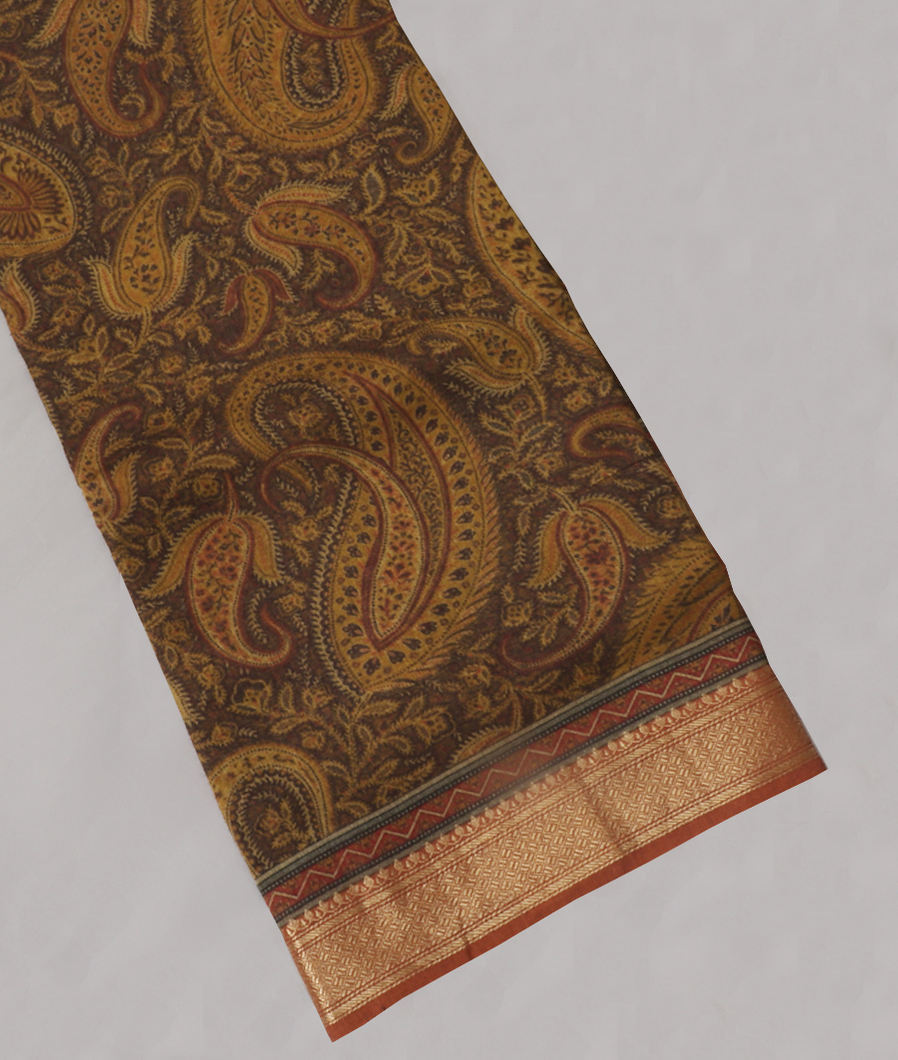 Brown Tussar Printed Saree T298618-image