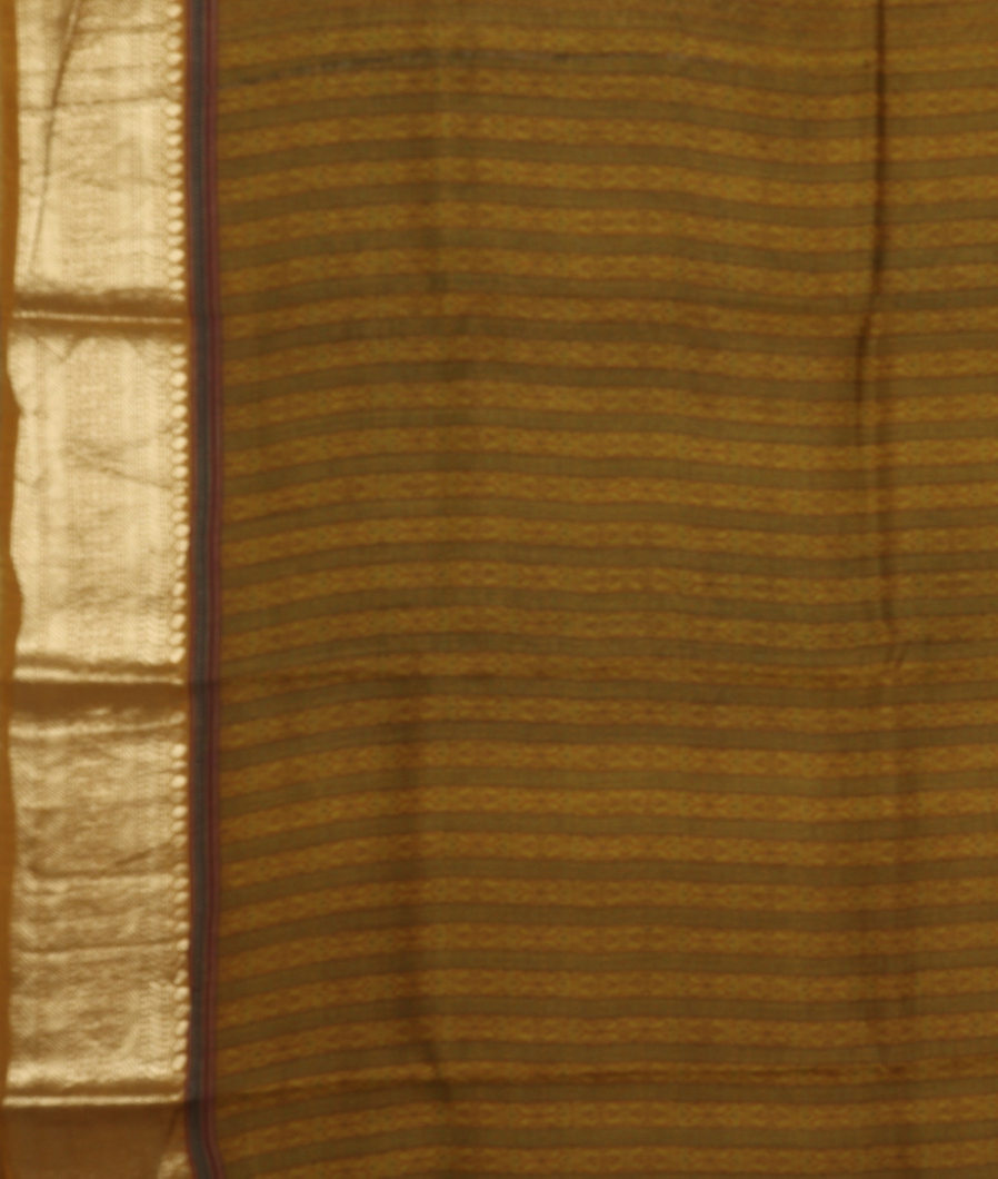 Yellow And Green Tussar Printed Saree T2985873