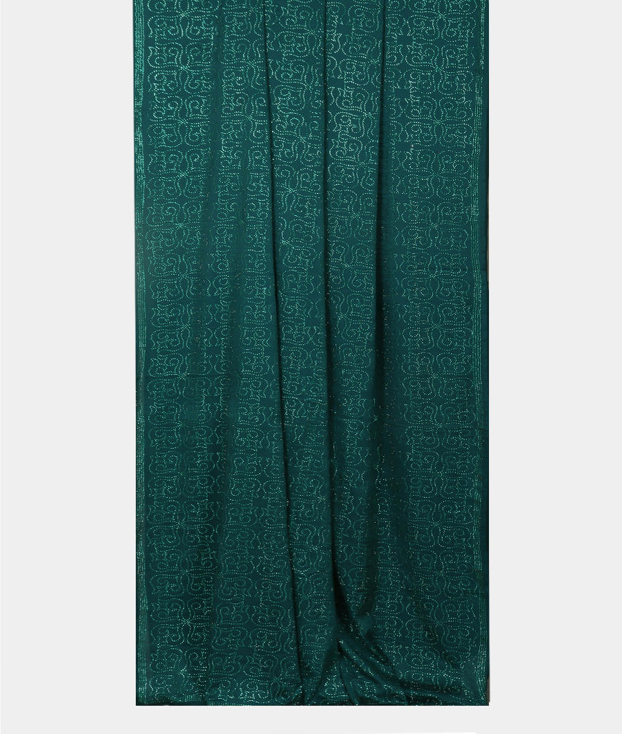 Bluish Green Satin Crepe Silk Embroidery Saree T3971582