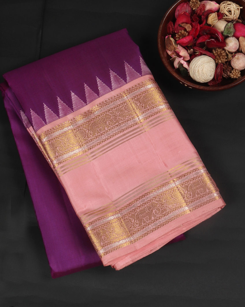Purple Handwoven Kanjivaram Silk Saree T415380-image