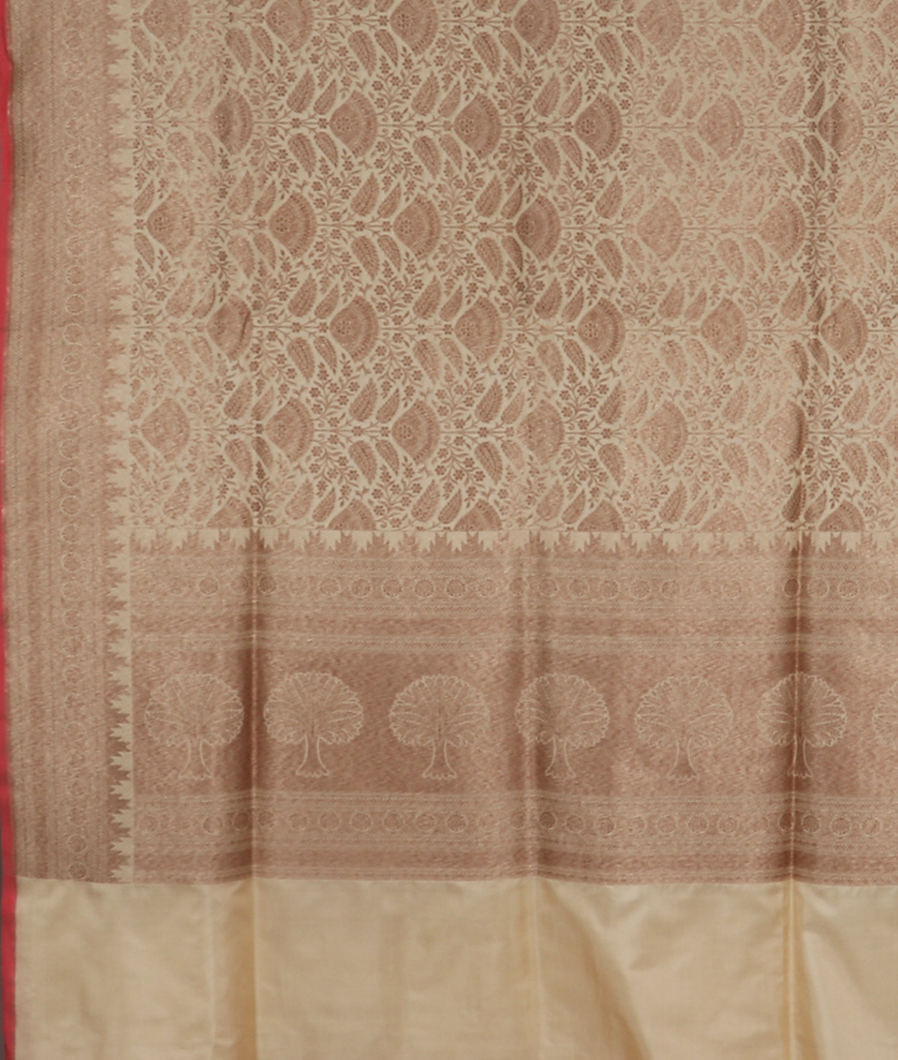 Beige Banaras Silk Saree T3982204