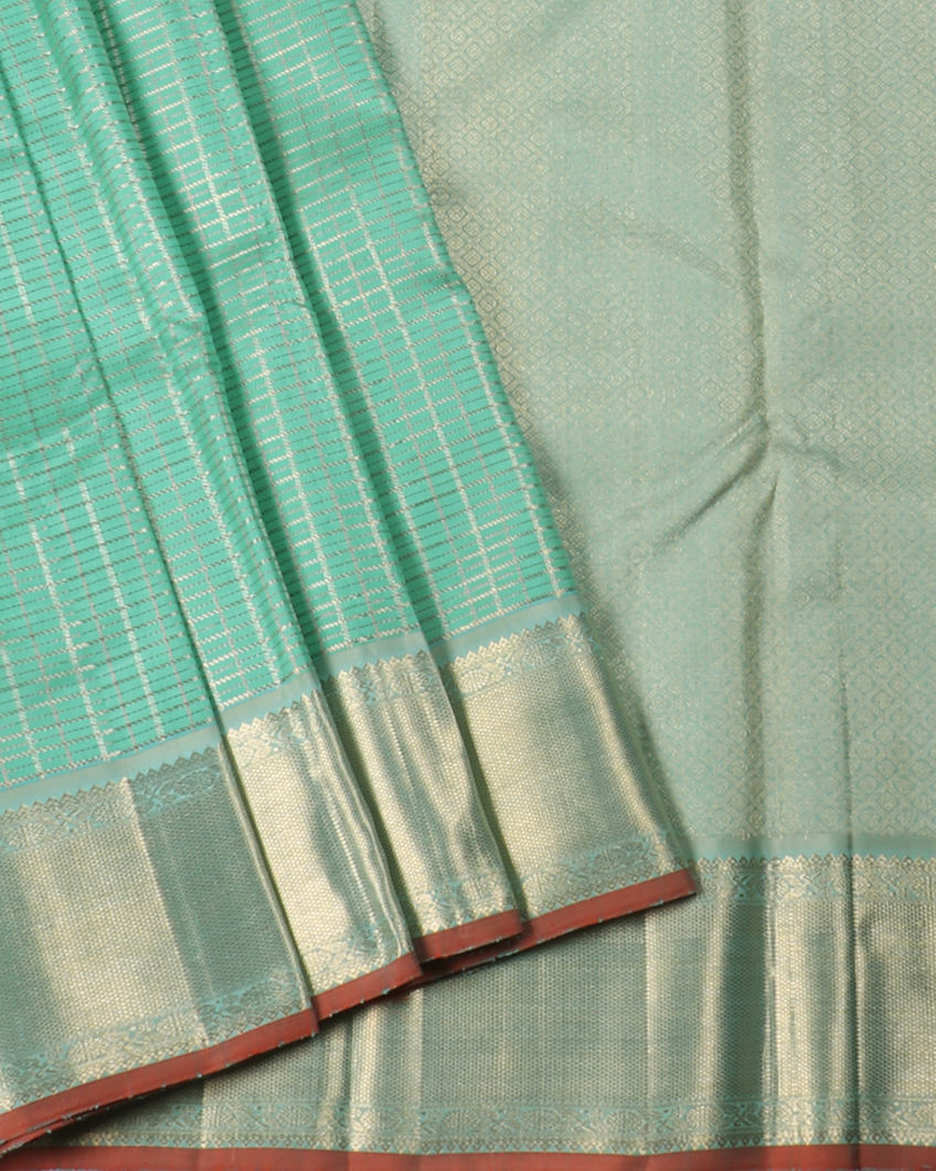 Greenish Blue Handwoven Kanjivaram Silk Saree T4124752