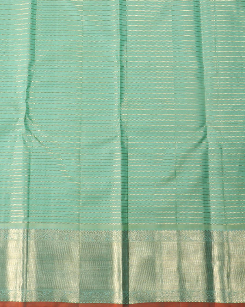 Greenish Blue Handwoven Kanjivaram Silk Saree T4124753