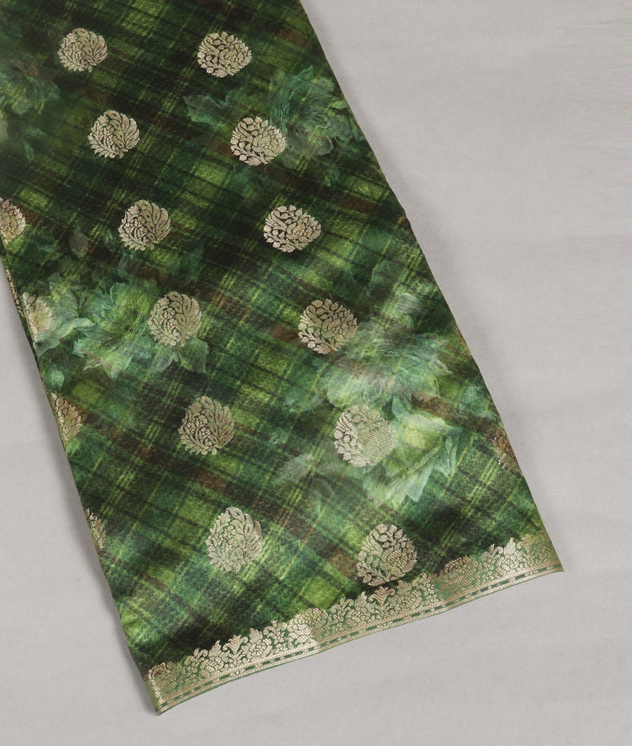 Green Tussar Printed Saree T384087-image