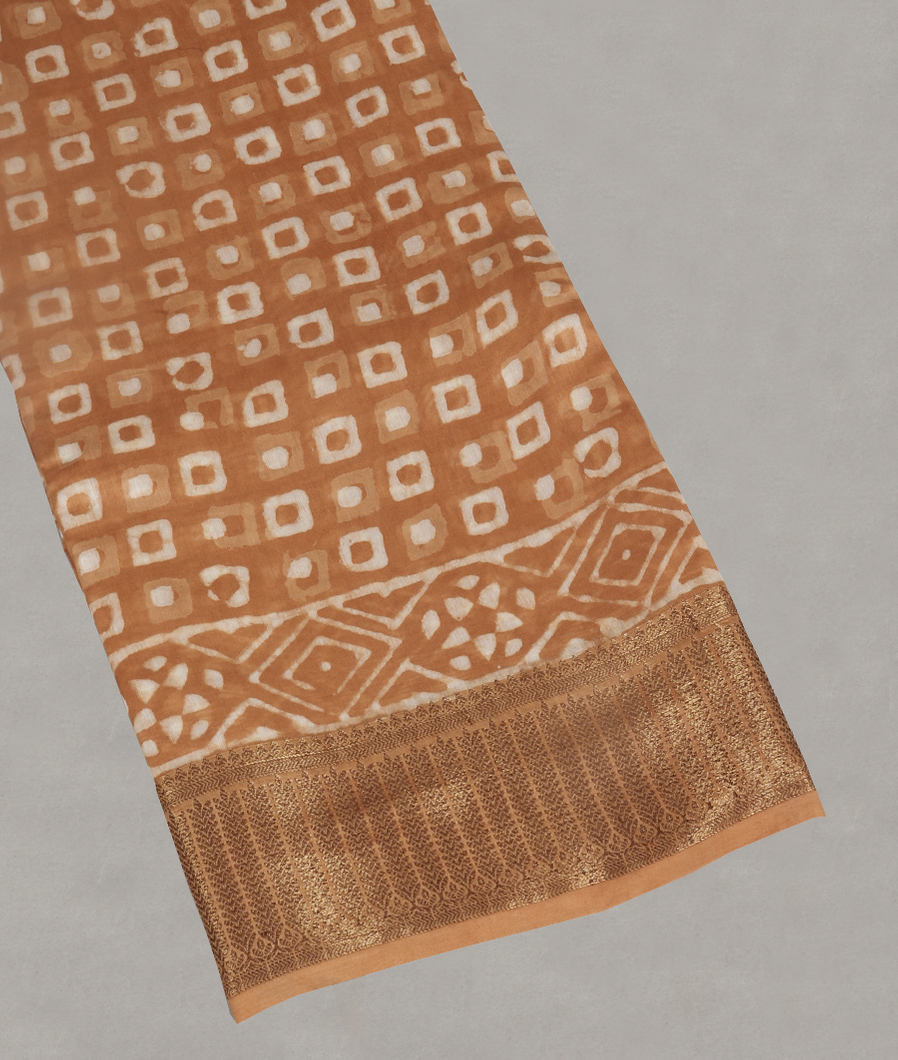 Light Brown Soft Printed Cotton Saree T411180-image