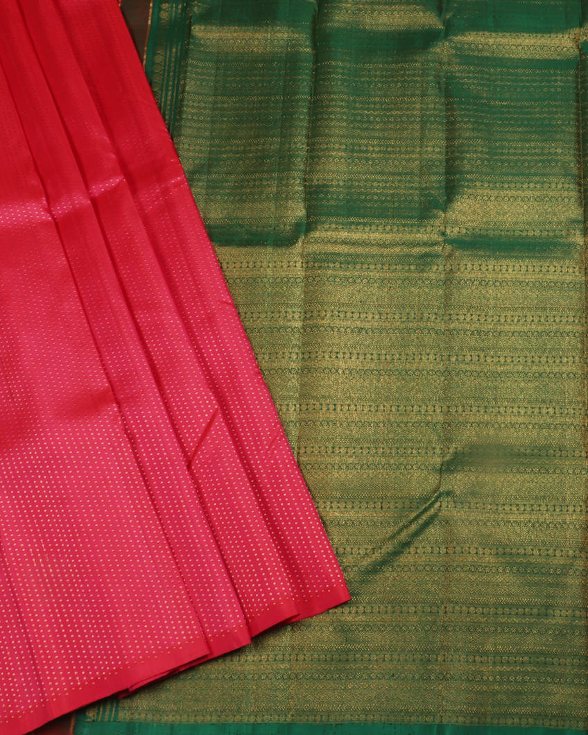 Orangish Pink Handwoven Kanjivaram Silk Saree T4121072