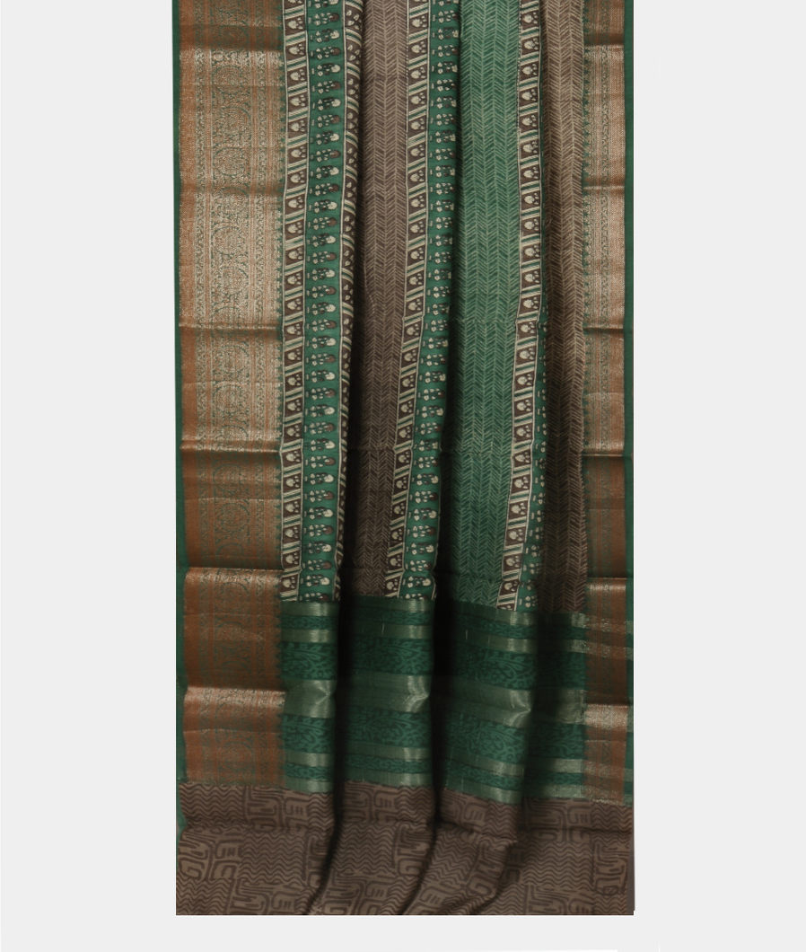 Green Printed Cotton Saree T2521142