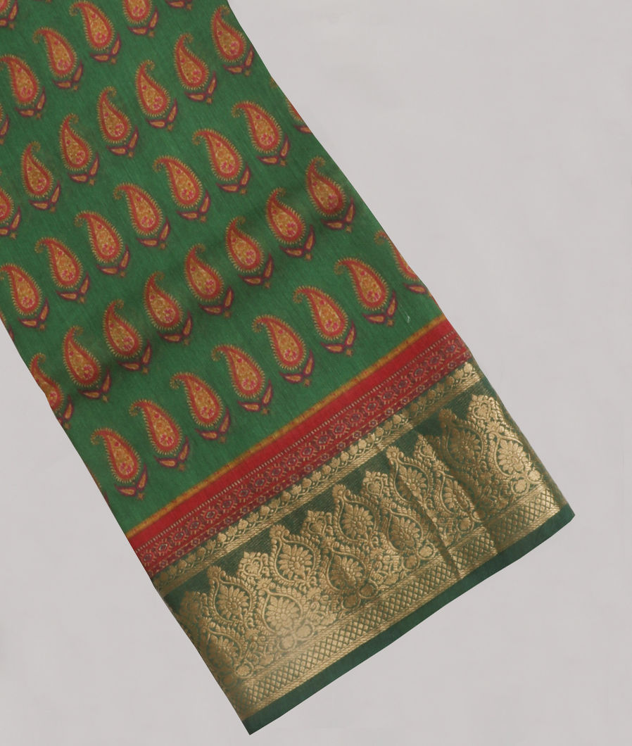 Green Tussar Printed Saree T298575-image