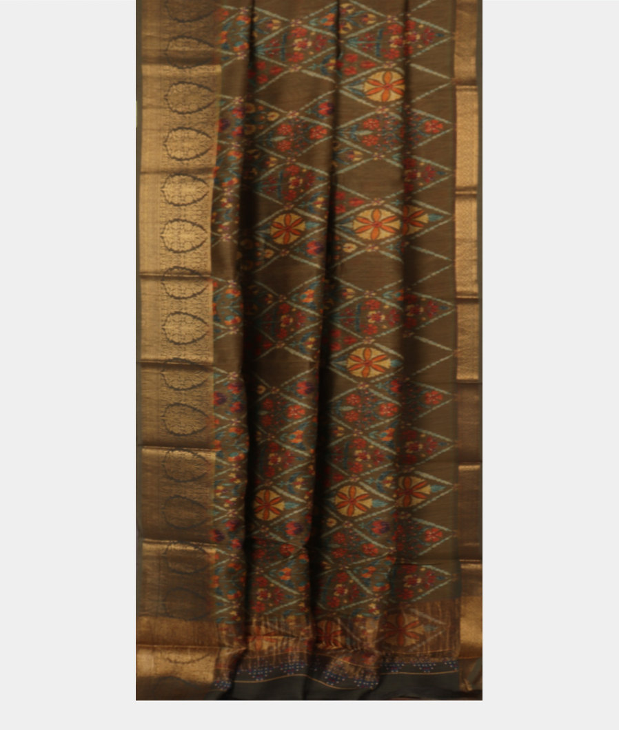 Green Tussar Printed Saree T801182