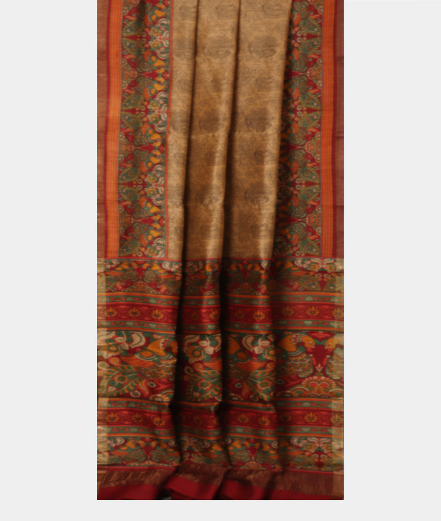 Beige Tussar Printed Saree T2594472