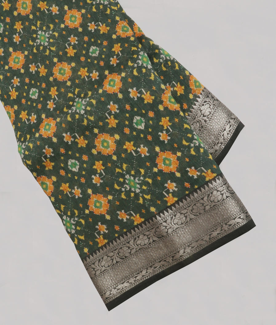 Green Tussar Printed Saree T19231-image