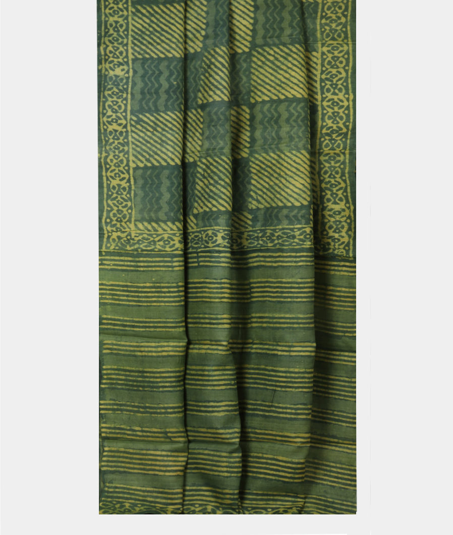 Green Tussar Printed Saree T1158292