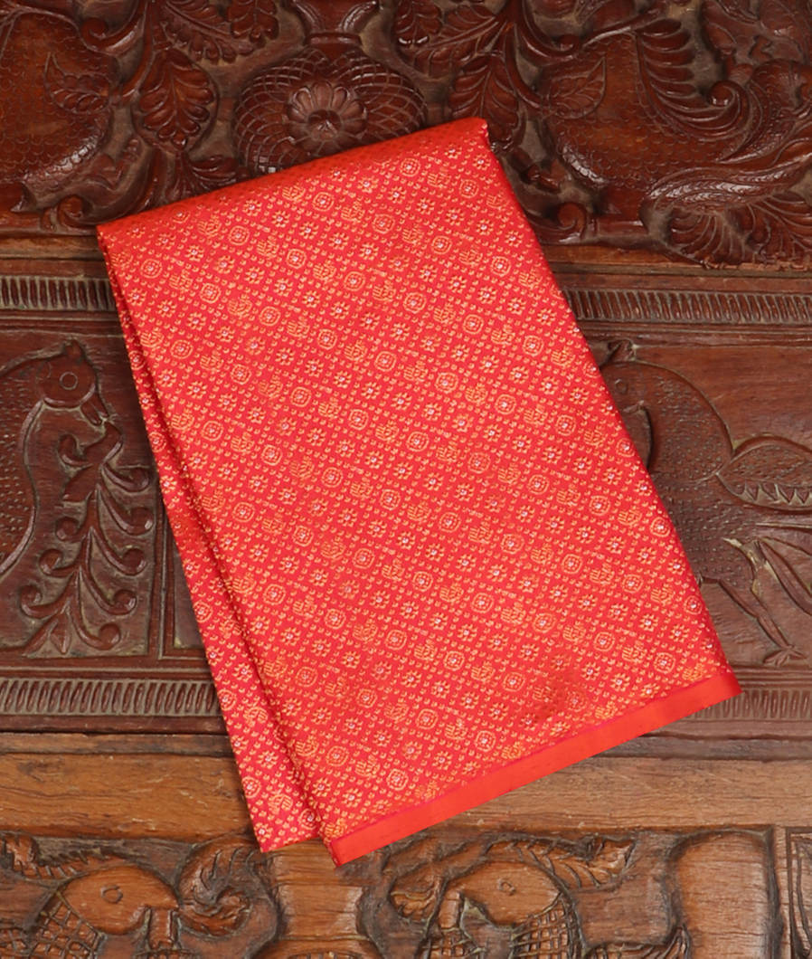 Pinkish Orange Handwoven Kanjivaram Silk Blouse T403814-image