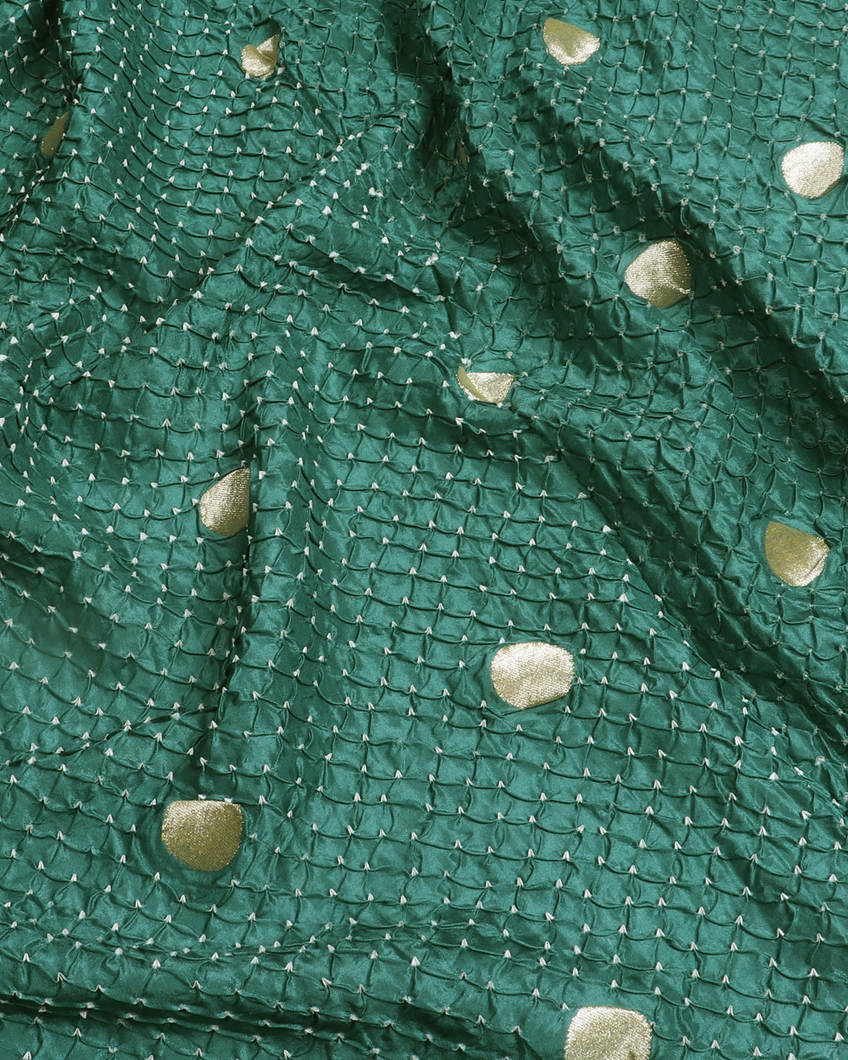 Greenish Blue Bandhani Silk Saree With Paithani Border and Pallu T3949664