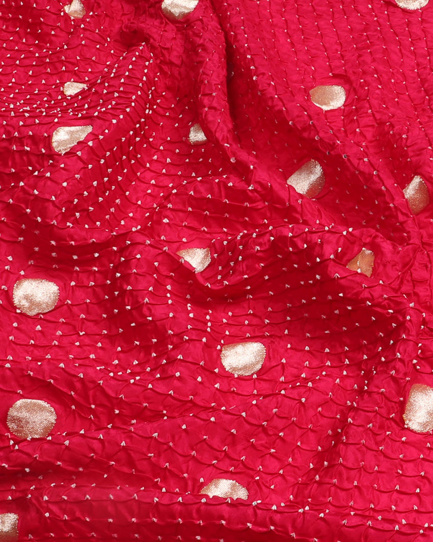 Magenta Bandhani Silk Saree With Paithani Border and Pallu T3949654