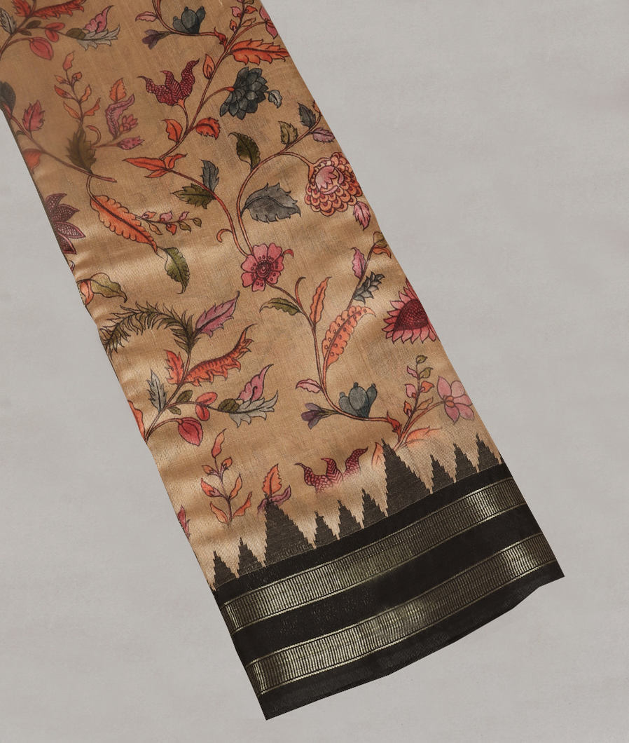 Beige Tussar Printed Saree T410028-image