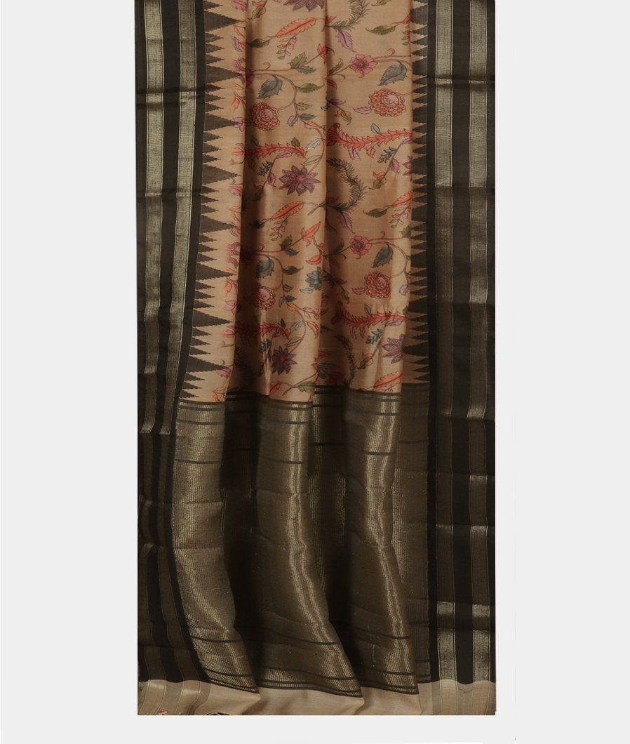 Beige Tussar Printed Saree T4100282