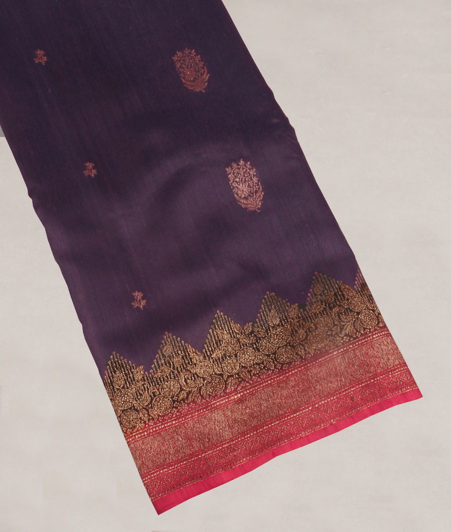 Purple Banaras Tussar Saree T405620-image
