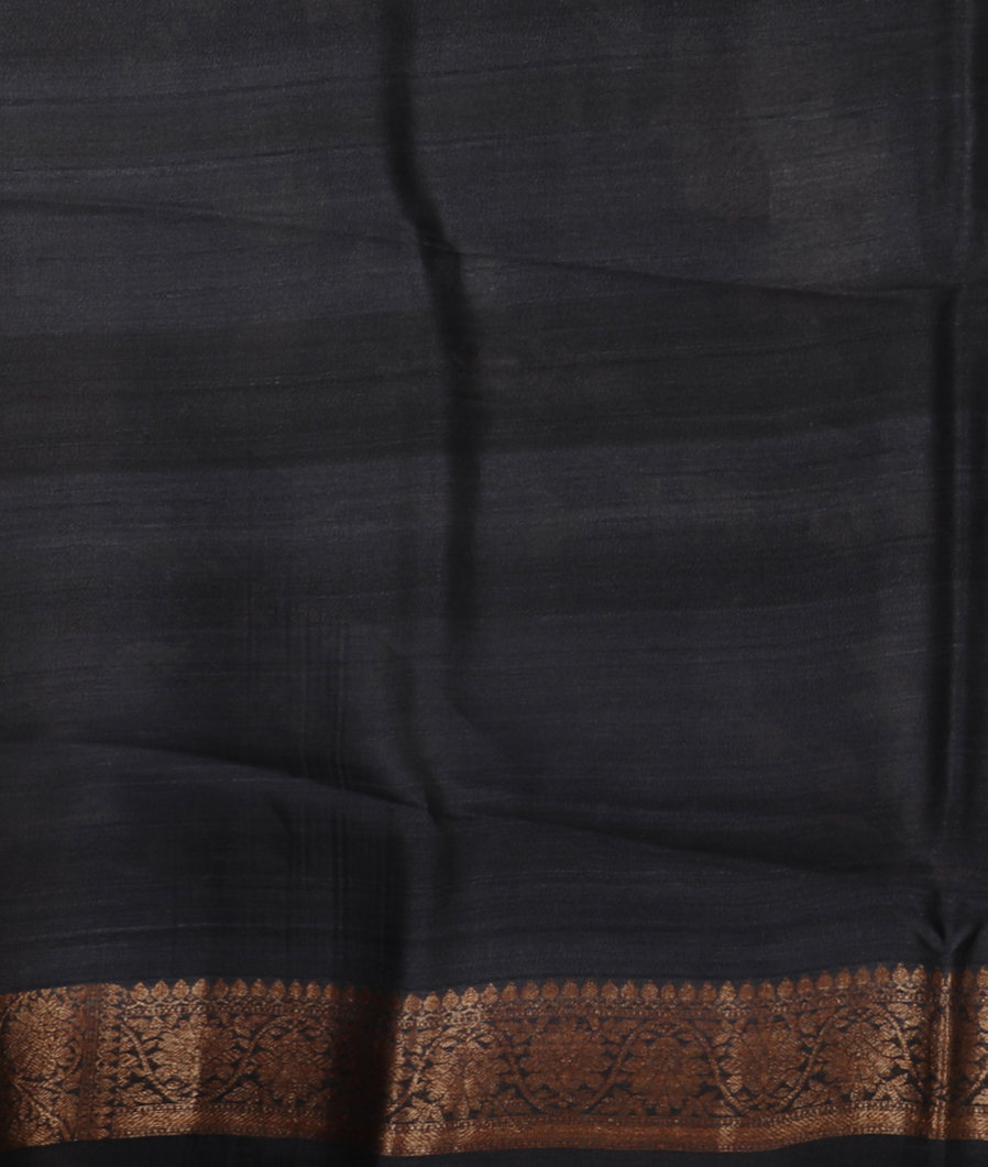 Dark Grey Printed Banaras Tussar Georgette Saree T3812793