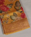 Yellow Printed Banaras Tussar Georgette Saree T4102631