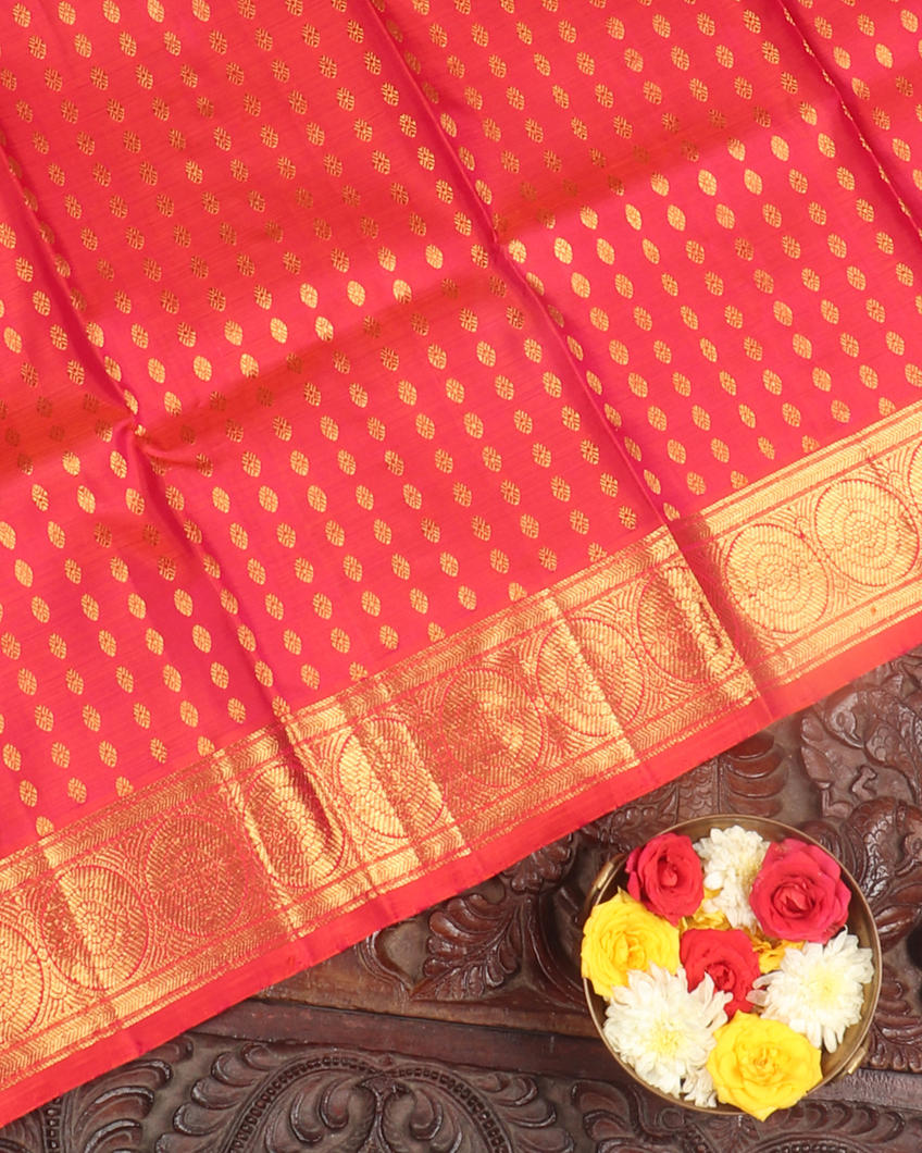 Bottle Green Handwoven Kanjivaram Silk Pavadai and Dupatta T4132634