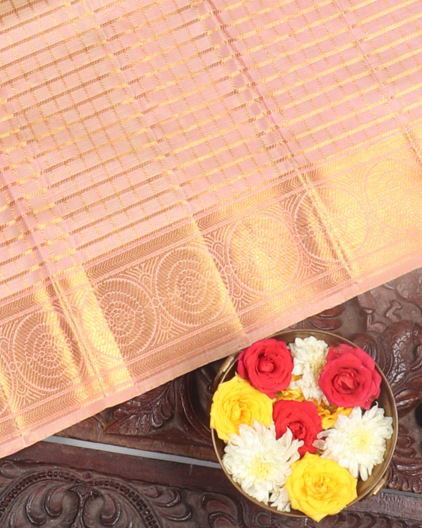 Red Handwoven Kanjivaram Silk Pavadai and Dupatta T3872194