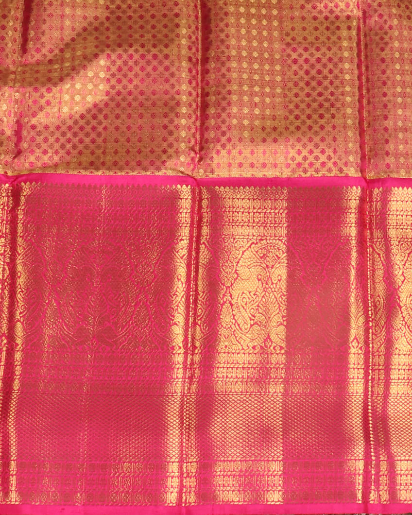 Pink Handwoven Kanjivaram Tissue Silk Pavadai and Dupatta T3995863